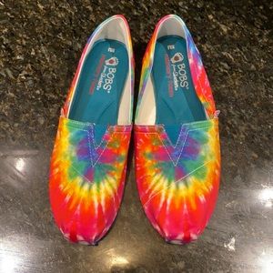 Bobs from Skechers memory foam tie dye shoes